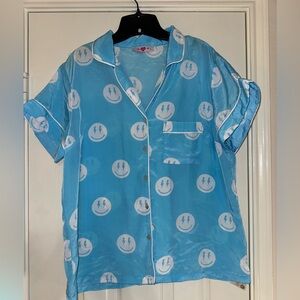Buddy Love Light Blue Shirt with White Smiley Pattern